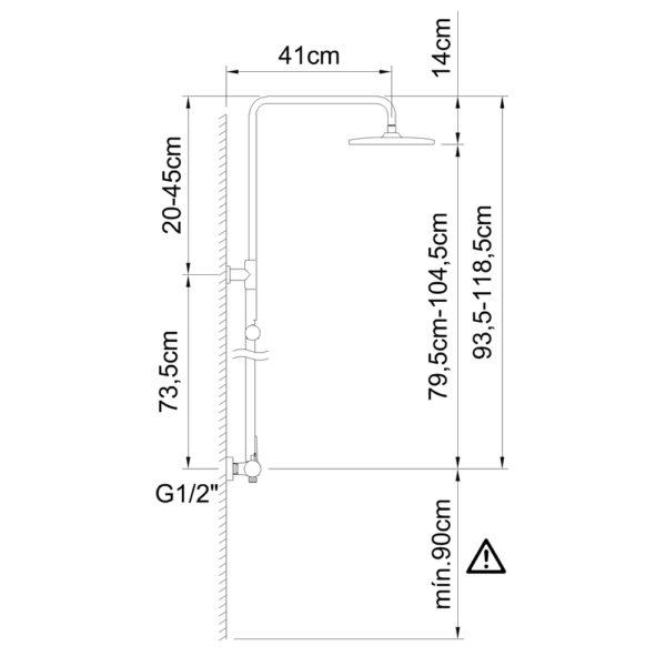 Thermostatic shower set extendable Go!2 Matt Black - Image 2