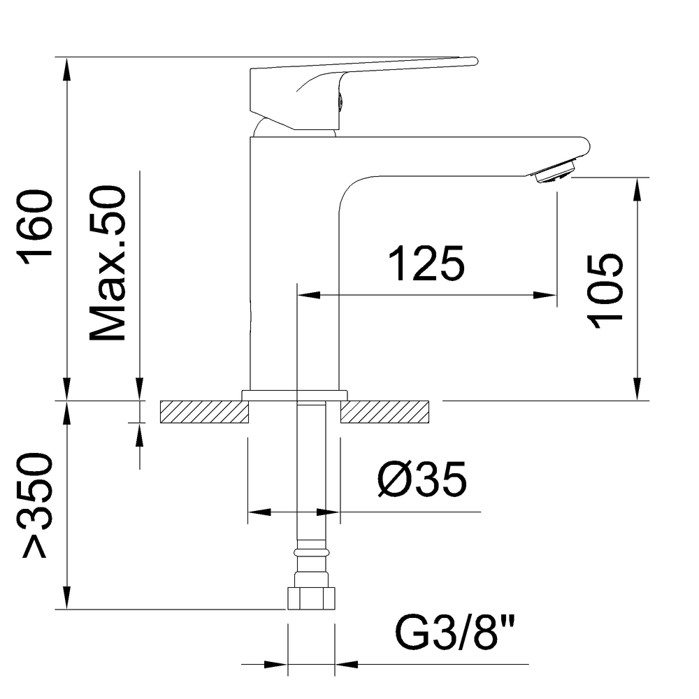 Single-lever basin mixer 105mm Agora Xtreme Matt Black EcoNature - Image 3