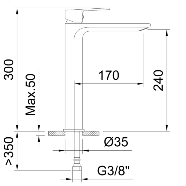 Single-lever basin mixer 240mm Agora Xtreme Matt Black EcoNature - Image 2