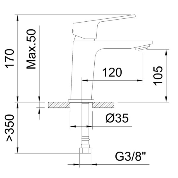 Single-lever basin mixer 105mm 5l/min Vogue Xtreme Cold Open - Image 6