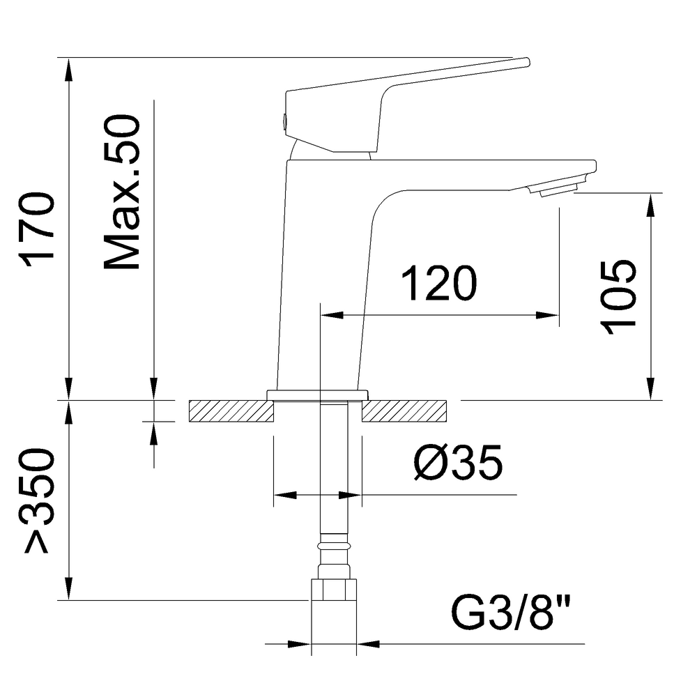 Single-lever basin mixer 105mm 5l/min Vogue Xtreme Matt Black Cold Open - Image 3