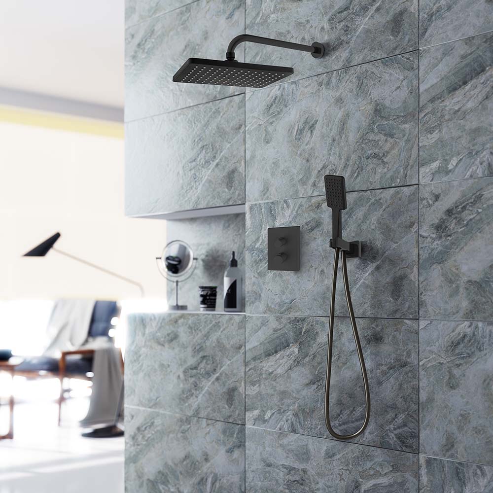 Concealed thermostatic shower mixer 2 vías UP! Urban Matt Black - Image 2
