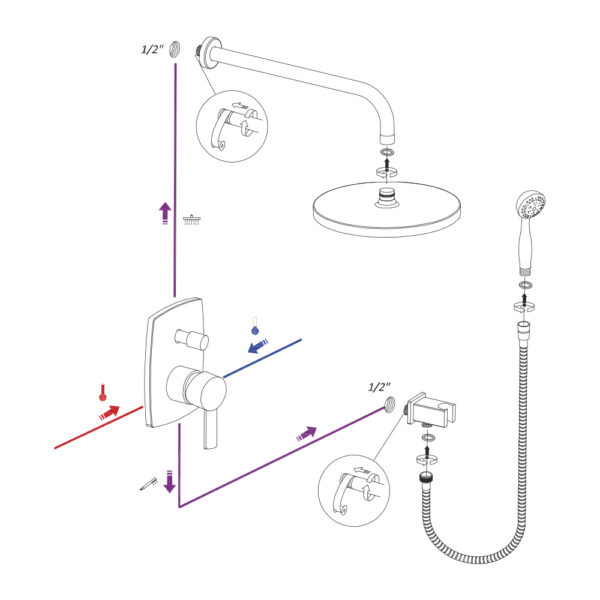 Concealed single-lever shower set mixer 2 ways 3 Functions Box EcoNature - Image 5