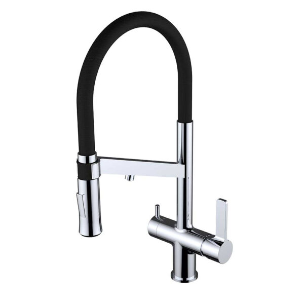 Single-lever sink mixer 165mm 3-way with 2 controls and 2 water outlets for water treatment equipment 2 Functions Chef WT 19 EcoNature Cold Open