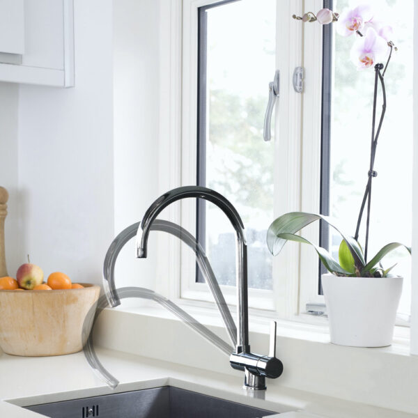 Single-lever sink mixer 225mm with shaped spout folding Round Cold Open - Image 2