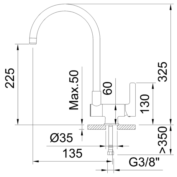 Single-lever sink mixer 225mm with shaped spout folding Round Cold Open - Image 5