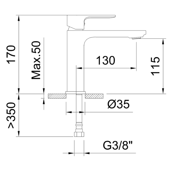 Single-lever basin mixer 115mm Saona Slim Matt Black - Image 3
