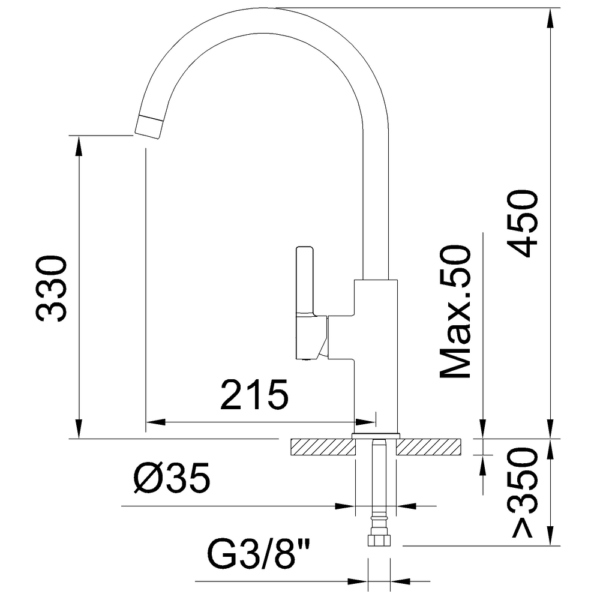 Single-lever sink mixer 330mm 5l/min Alpina Round Cold Open - Image 3