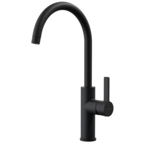 Single-lever sink mixer 330mm 5l/min Alpina Round Matt Black Cold Open