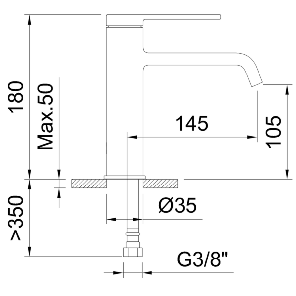 Single-lever basin mixer 105mm 6l/min Velvet I Brushed Gold - Image 4