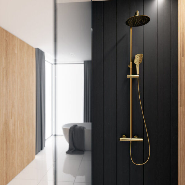 Thermostatic shower set extendable 3 Functions UP! Urban Brushed Gold - Image 2