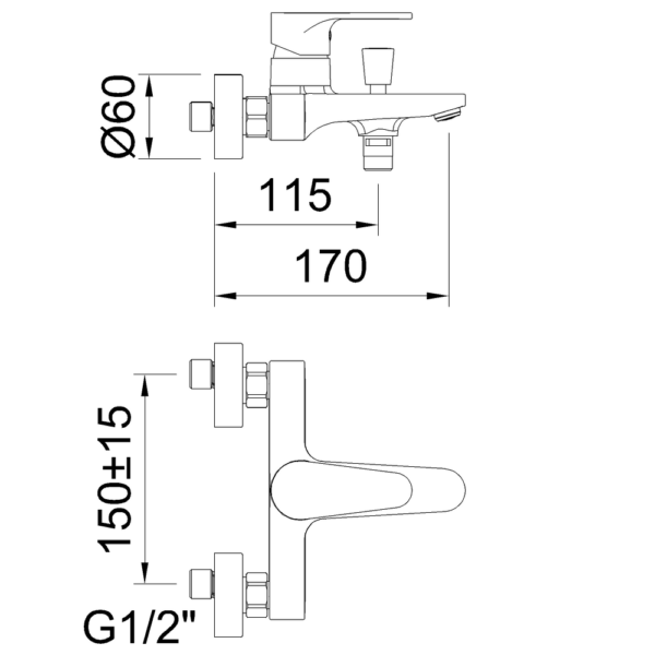 Single-lever bath-shower mixer 8l/min Rocket - Image 2