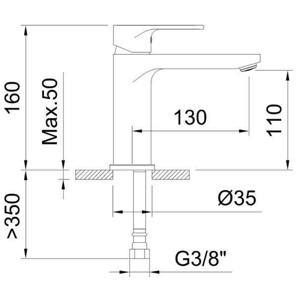 Single-lever basin mixer 110mm 5l/min Rocket Matt Black Cold Open - Image 2